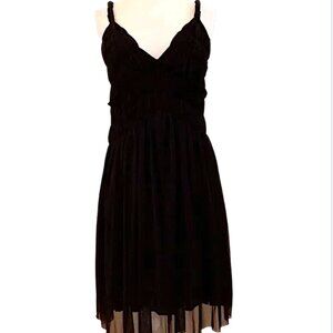 Basil & Maude Flowy Gathered Semi-Sheer Greek Tulle Dress (Stretchy) Size Small